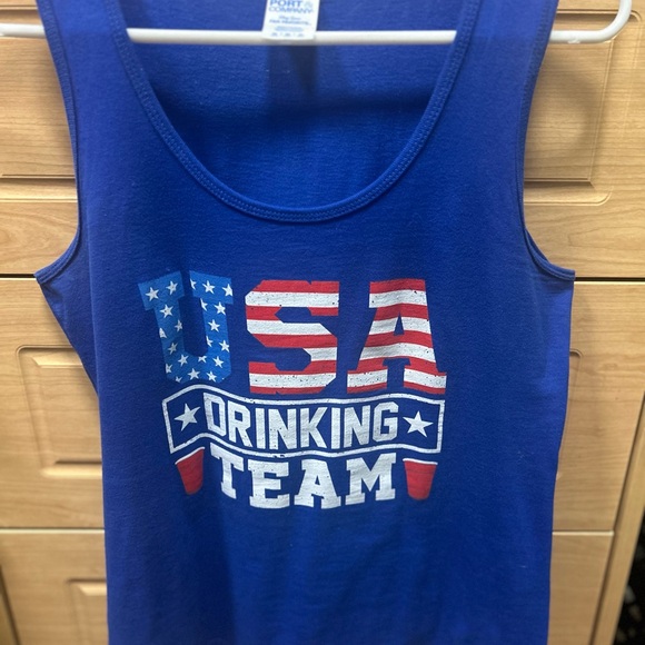 Port Authority Blue USA Drinking Team Tank Top. Sz Large. EUC - Picture 1 of 1